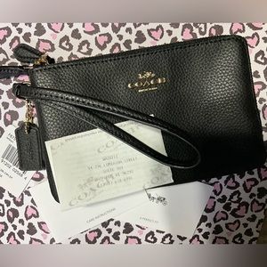 NWT..Genuine Coach PB Leather Dbl.Zipper wristlet..F87587
